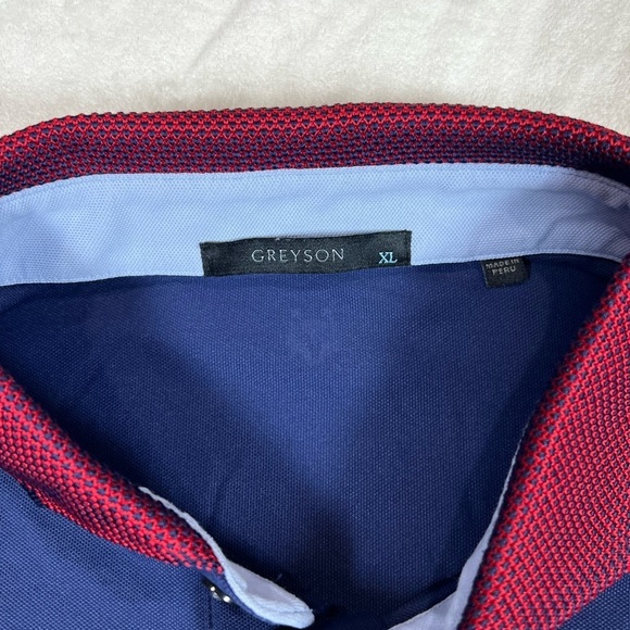 Greyson XL Navy Golf Performance Polo Shirt Textured Athletic Collar EUC C23 - Picture 5 of 10